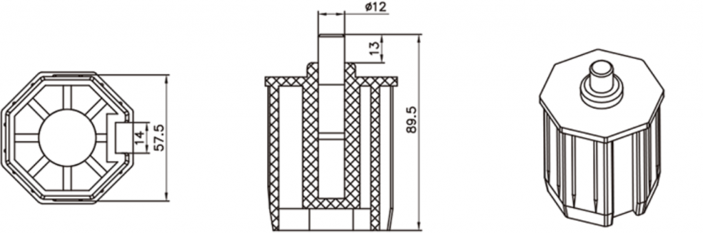 HTW17 60mm octagonal end cap for heavy roller shutters