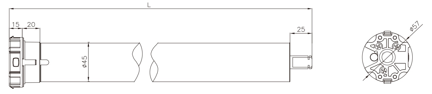 YYGL45B parallel electronic limit tubular motor dimension picture