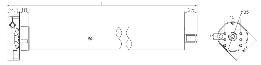 YYGL45MR Tubular Motor Dimension