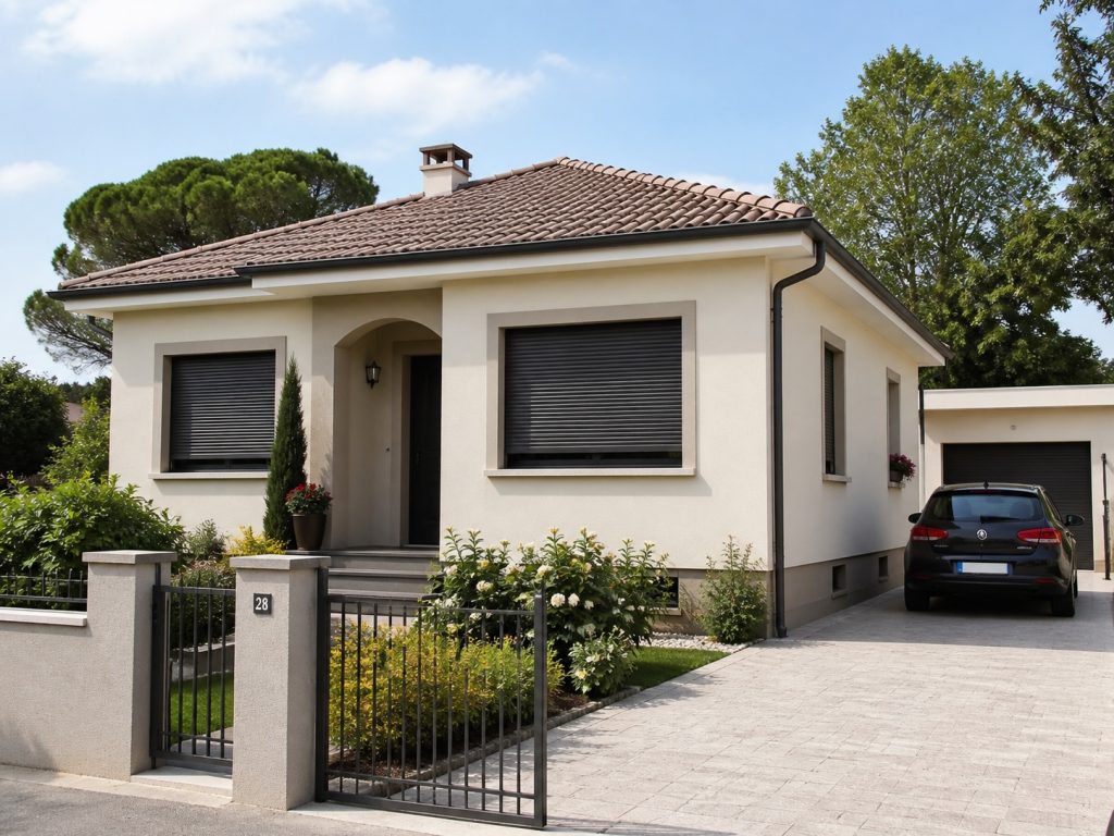 Elegant residential villa with multiple window roller shutters and tubular motor for roller shutter installation