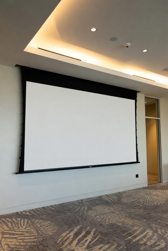 remote control motorized projection screen in classroom presentation