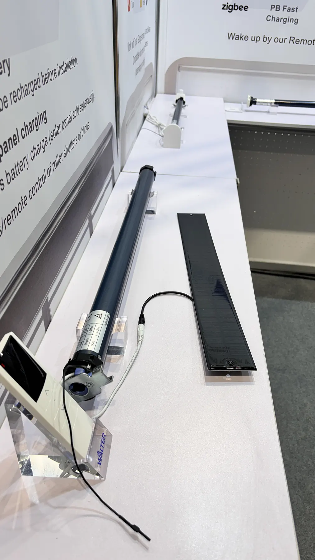 Walter roller shade tubular motor display at IBS 2026 exhibition
