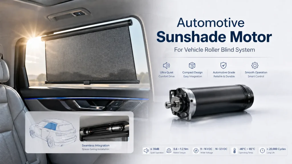 automotive sunshade motor for vehicle roller blind system