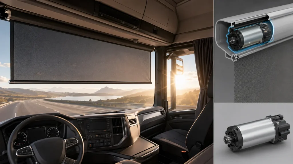 truck cabin electric sunshade motor application