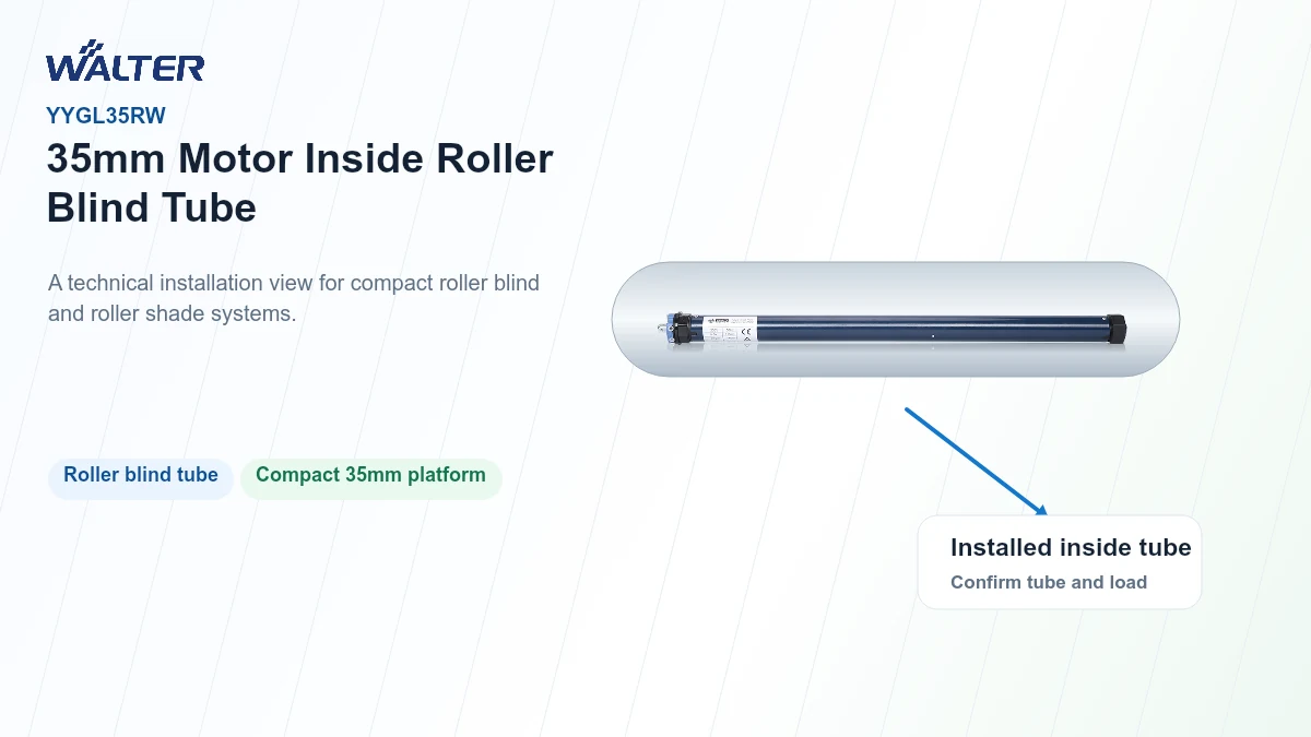 35mm tubular motor installed inside roller blind tube