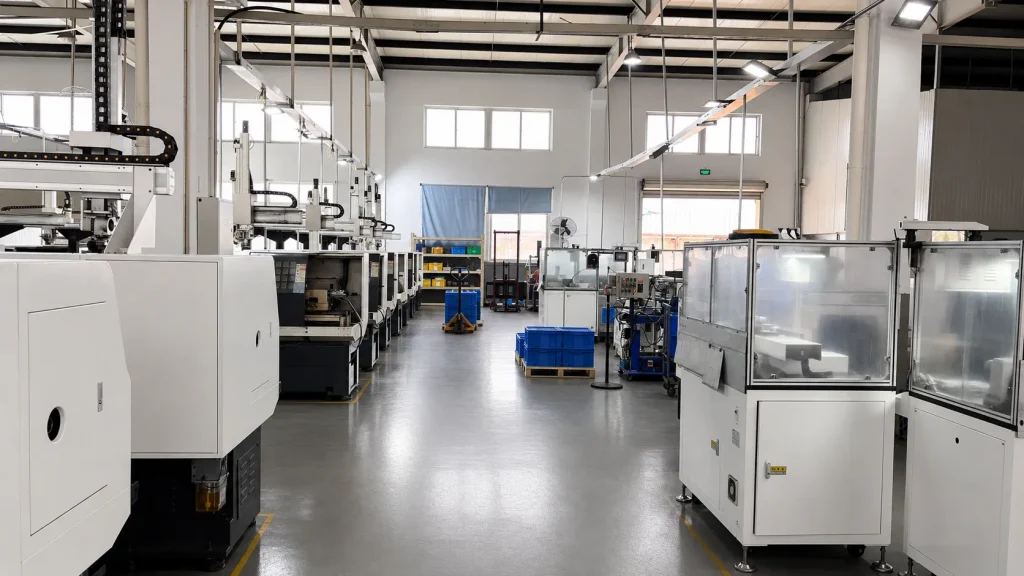CNC machining workshop for tubular motor rotor production
