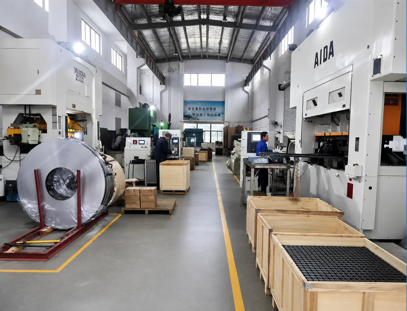 High speed stamping press for tubular motor stator and rotor laminations