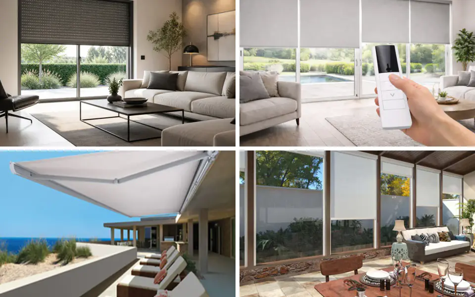 Walter application references showing a roller shutter, roller blind, retractable awning and ZIP screen