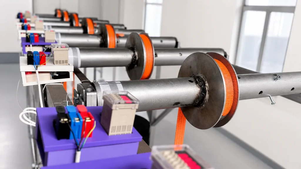 Moteurs tubulaires Walter YYGL45S sur une ligne de test de vieillissement