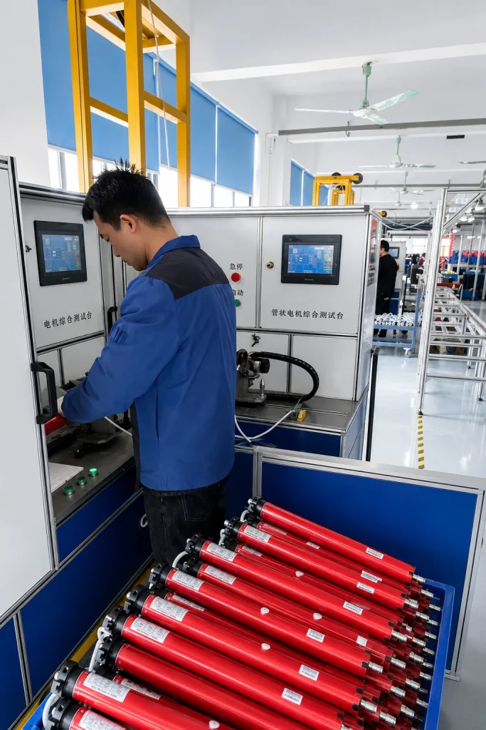Tubular motor torque and limit switch testing station